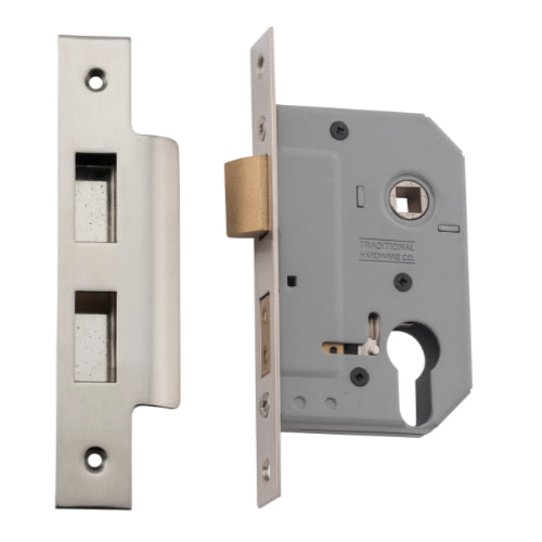 Mortice Lock Euro Satin Nickel CTC47.5mm Backset 46mm in Satin Nickel