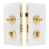 NIDO - Double Turn Lock Kit - Plain in Unlacquered Satin Brass