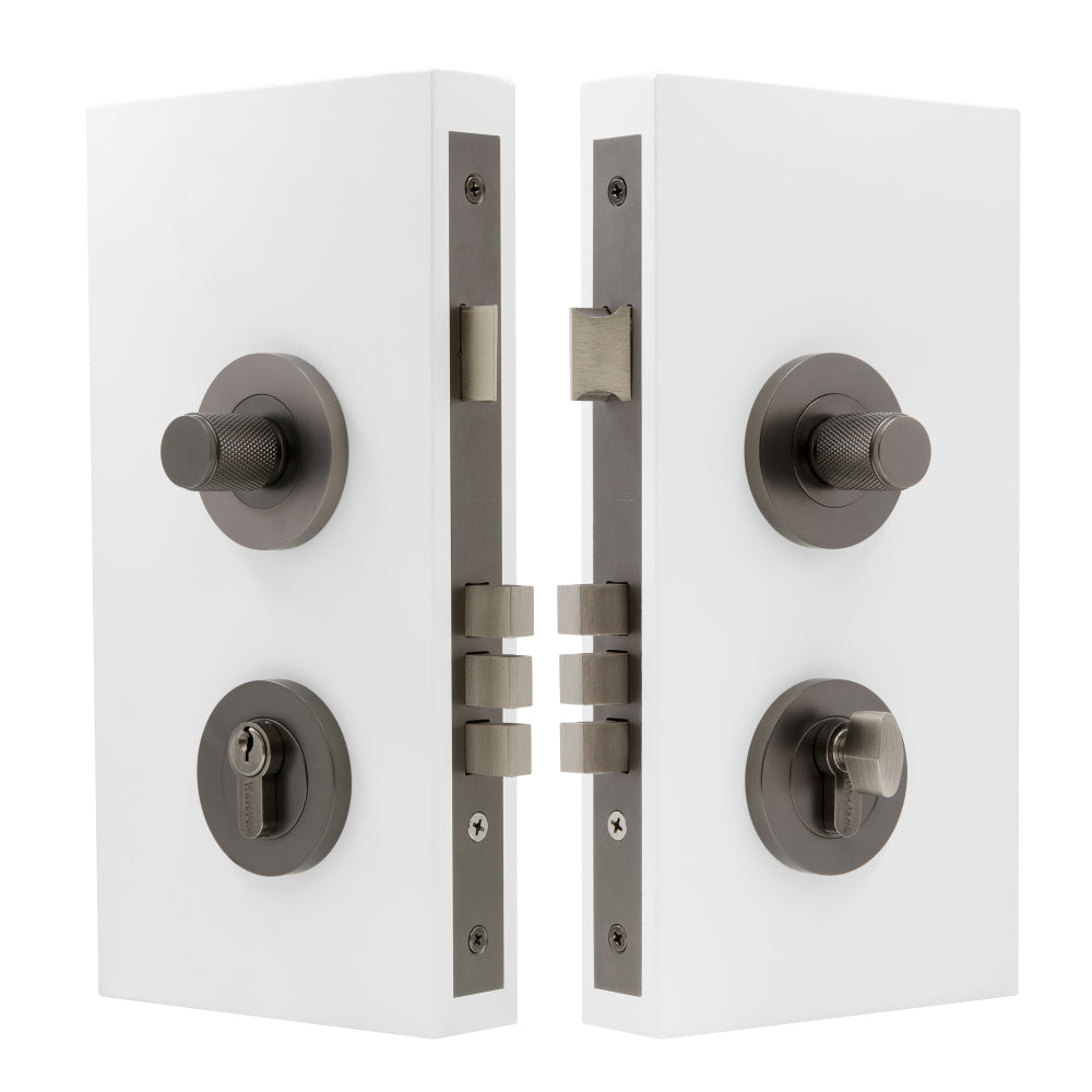 NIDO - Double Turn Lock Kit - Diamond Knurl - Keyed Alike (KA) in Graphite Nickel