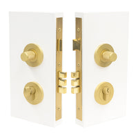 NIDO - Double Turn Lock Kit - Diamond Knurl - Keyed Alike (KA) in Matt Satin Brass