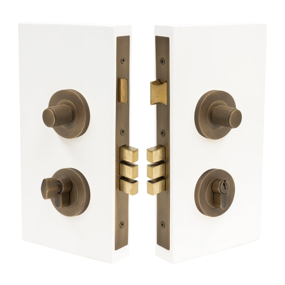 NIDO - Double Turn Lock Kit - Diamond Knurl - Keyed Alike (KA) in Roman Brass