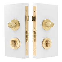 NIDO - Double Turn Lock Kit - Diamond Knurl - Keyed Alike (KA) in Unlacquered Satin Brass