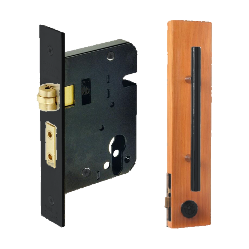 Round Roller Lock Kit, Includes 1140, 7020 & 1147 (70mm Key/Key) in Black