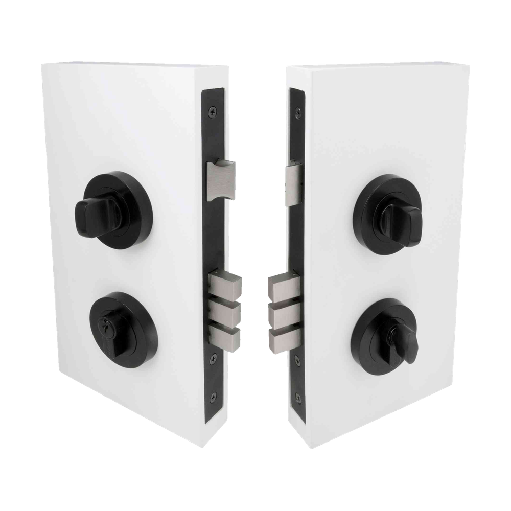 Round Double Turn Lock Kit - Includes Lock, Single Cylinder & Escutcheons in Black