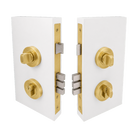 Round Double Turn Lock Kit - Includes Lock, Single Cylinder & Escutcheons in Satin Brass
