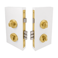 Round Double Turn Lock Kit - Includes Lock, Single Cylinder & Escutcheons in Satin Brass