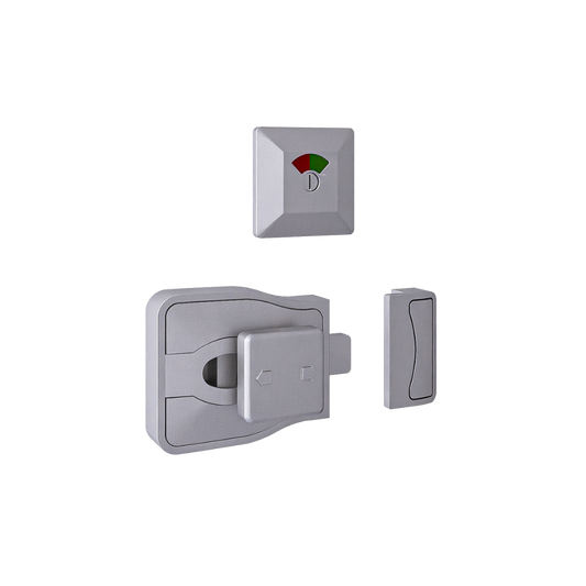 Moda Series Emergency Release Slide Lock and Indicator Set - Satin Chrome Plate - With Screw Fixings in Satin Chrome