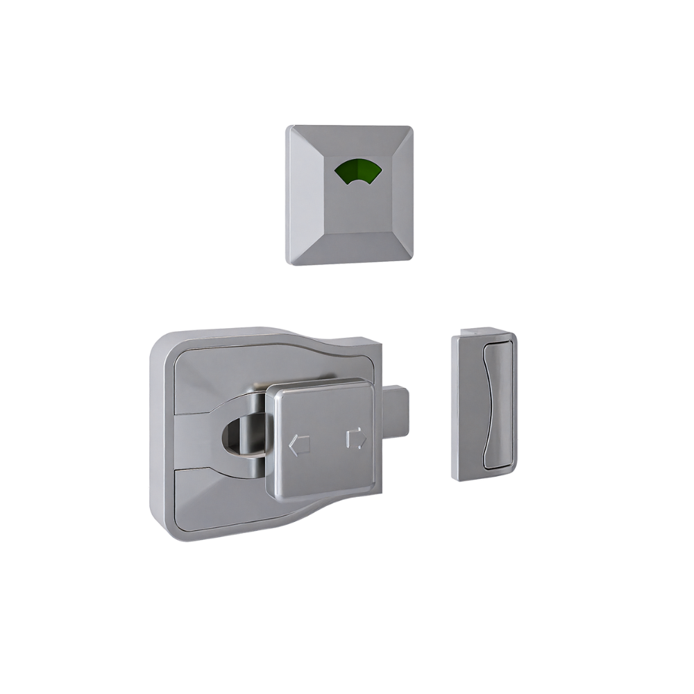 Moda Series Slide Lock and Indicator Set - Satin Chrome Plate - With Screw Fixings in Satin Chrome