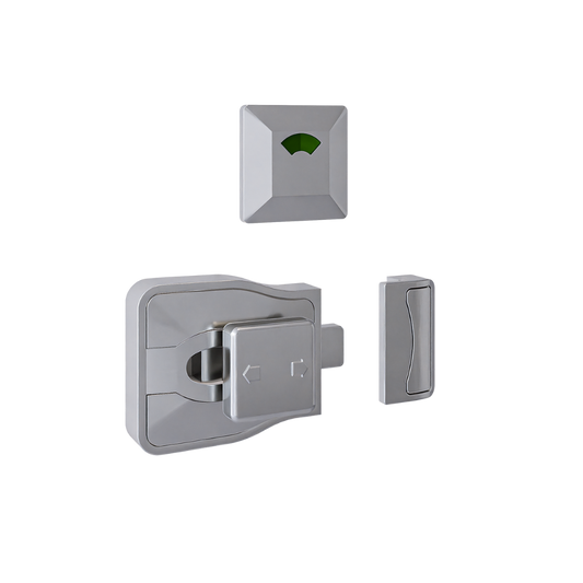 Moda Series Slide Lock and Indicator Set - Satin Chrome Plate - With Screw Fixings in Satin Chrome