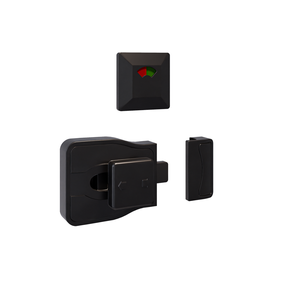 Moda Series Slide Lock and Indicator Set - Designer Black - With Screw Fixings in Designer Black