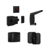 Moda Gravity Series Kit Designer Black - Contains: 3x Moda RH Gravity Hinges, 1x Moda Lock & Indicator Set, 1x Moda Hook, 1x Moda Bumper & Universal Screw Fixings  in Designer Black