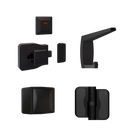Moda Gravity Series Kit Designer Black - Contains: 3x Moda RH Gravity Hinges, 1x Moda Lock & Indicator Set, 1x Moda Hook, 1x Moda Bumper & Universal Screw Fixings  in Designer Black