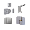 Moda Gravity Series Kit SCP - Contains: 3x Moda RH Gravity Hinges, 1x Moda Lock & Indicator Set, 1x Moda Hook, 1x Moda Bumper & Universal Screw Fixings  in Satin Chrome