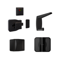 Moda Spring Series Kit Designer Black - Contains: 3x Moda RH Spring Hinges, 1x Moda Lock & Indicator Set, 1x Moda Hook, 1x Moda Bumper & Universal Screw Fixings  in Designer Black