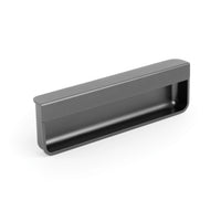 Momo MOULE Edge Flush Cabinet Pull in brushed nickel finish, showcasing sleek modern design for kitchen or cabinet doors.