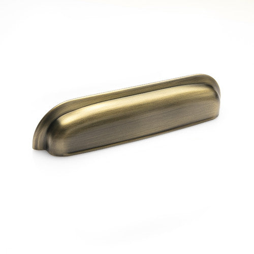Large Momo NEW HAMPTON cup pull handle in dark bronze finish, showcasing its sturdy metal design and vintage style.