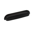 Momo New Hampton large cup pull cabinet handle in black finish, featuring a classic design for furniture hardware.