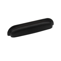 Momo New Hampton large cup pull cabinet handle in black finish, featuring a classic design for furniture hardware.