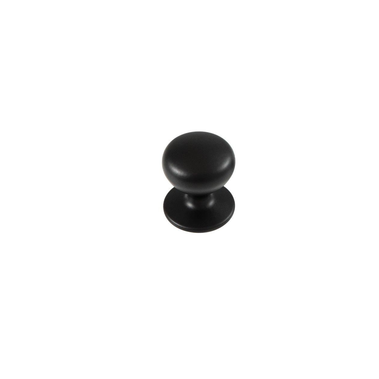 Momo New Hampton cabinet knob in dark blue, round ceramic with a smooth finish, mounted on a wooden cabinet door.