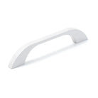 Momo NEW PRATO cabinet pull handle in white finish, sleek modern design, mounted on a cabinet door for easy opening.