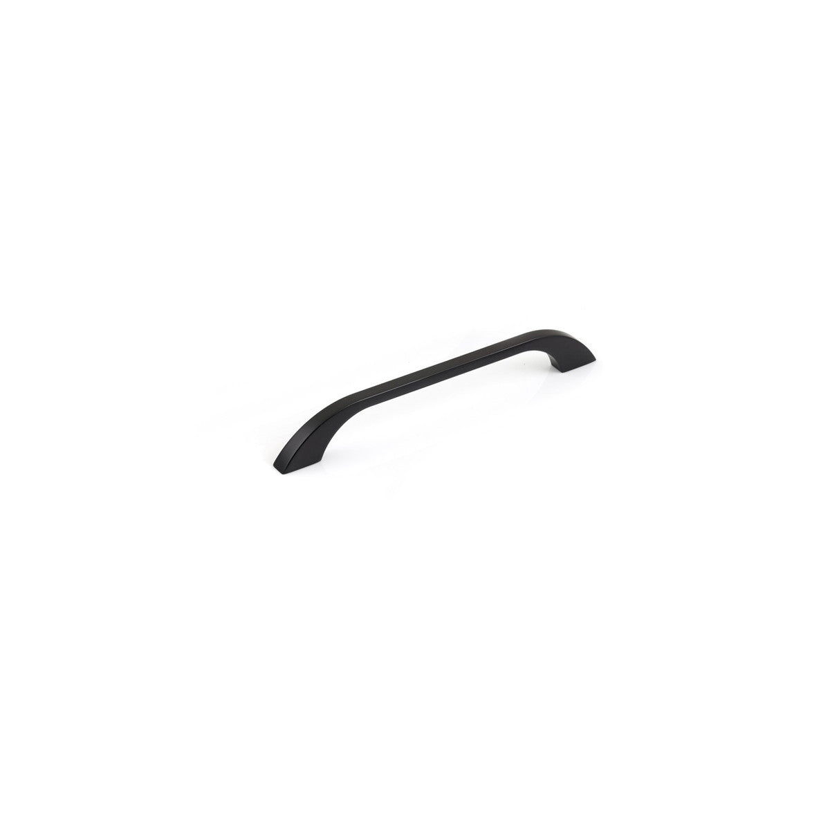 Momo NEW PRATO cabinet pull handle with a sleek, modern design in a matte black finish, mounted on a cabinet door.