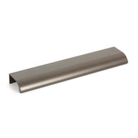 Momo ONA Edge pull handle in matte gray finish, showing its sleek ergonomic design for furniture drawers and cabinets.