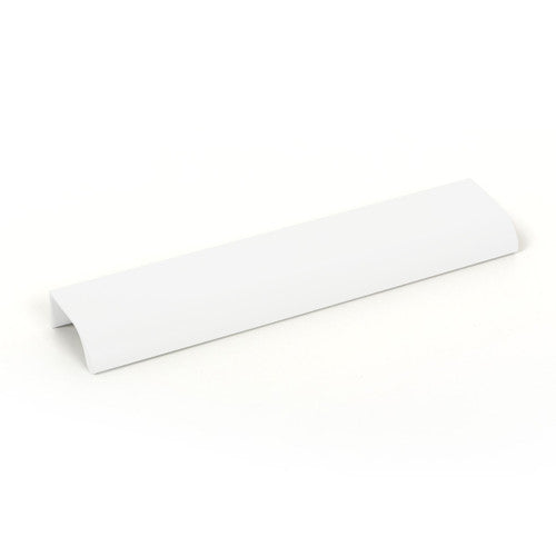 Momo ONA Edge Pull in white with brushed finish, featuring sleek modern design and ergonomic handle for furniture or cabinetry.