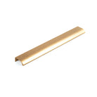 Momo ONA Edge Pull in brass finish, featuring a sleek modern design with a curved handle for easy grip and installation.
