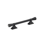 Momo Pembrey cabinet pull handle in black with sleek, modern design, mounted on a wooden cabinet door.