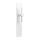 Pair of Formani ONE T-Lever 15Ø door handles with rectangular backplates, showcasing sleek modern design in a matte finish.