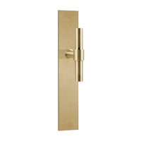 Pair of Formani ONE T-Lever 15Ø door handles on rectangular backplates, showcasing sleek modern design and polished finish.