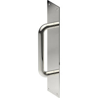 Pull Handle on Plate, Visible Fix  (300mm x 75mm x 2mm). Pull Handle (150 x 16mm) in Polished Stainless Steel