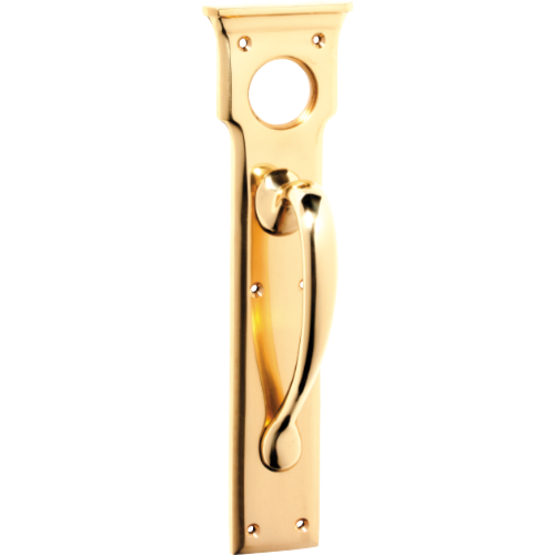 Pull Handle Cylinder Hole Polished Brass H255xW70xP57mm in Polished Brass