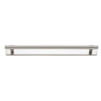 Cabinet Pull Helsinki Satin Nickel L301xP39mm BD11mm CTC256mm With Backplate W301xH24mm T3mm in Satin Nickel