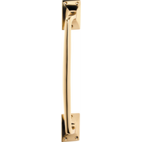 Pull Handle Classic Offset Unlacquered Polished Brass H305xW42xP60mm in Unlacquered Polished Brass