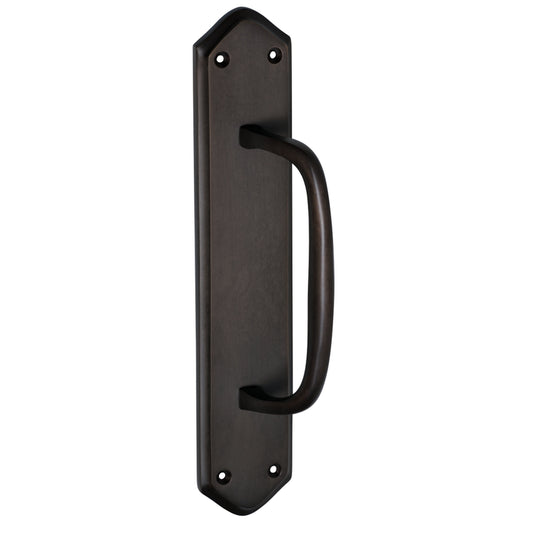 Pull Handle Offset Backplate Antique Brass H250xW50xP50mm in Antique Brass