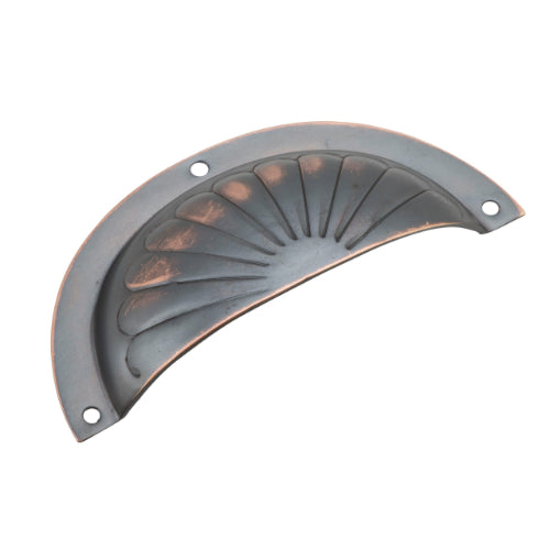 Drawer Pull Sheet Brass Fluted Antique Copper H40xL97mm in Antique Copper