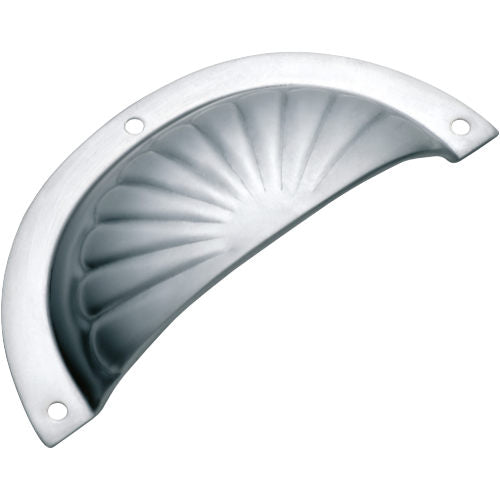 Drawer Pull Sheet Brass Fluted Chrome Plated H40xL97mm in Chrome Plated