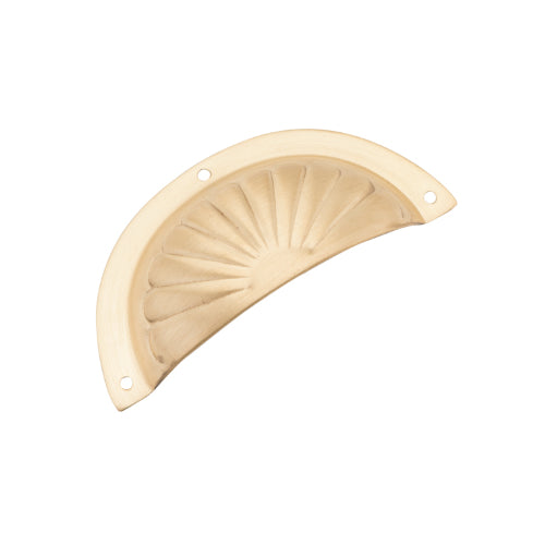 Drawer Pull Sheet Brass Fluted Satin Brass H40xL97mm in Satin Brass