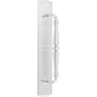 Pull Handle Sarlat Backplate Brushed Chrome H380xW65xP72mm in Brushed Chrome