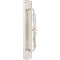 Pull Handle Sarlat Backplate Satin Nickel H380xW65xP72mm in Satin Nickel