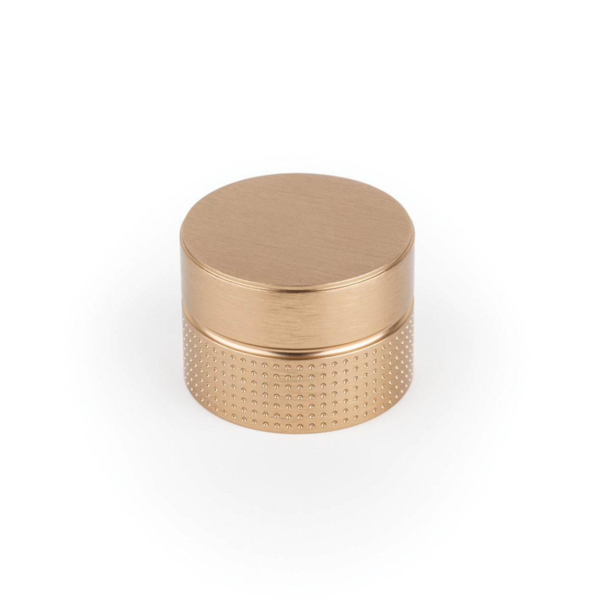 Momo POINT Cabinet Knob in dark bronze finish, round metal handle for kitchen or furniture drawers and cabinets.