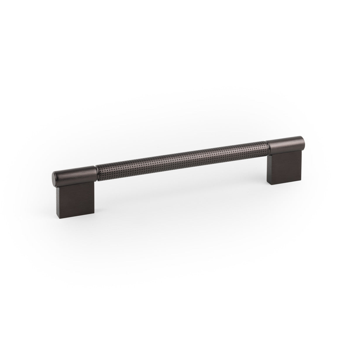 Momo POINT Cabinet Pull Handle in brushed nickel finish, modern design with sleek, straight bar and round mounting posts.
