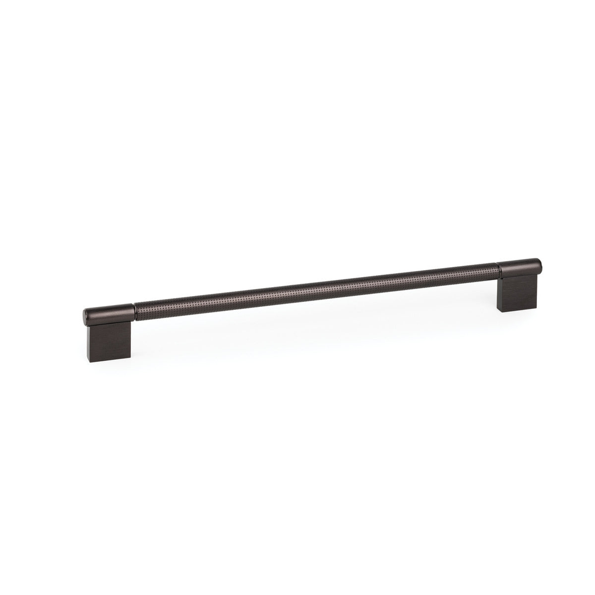 Momo POINT Cabinet Pull Handle in brushed titanium, modern design, mounted on a cabinet door for easy opening.
