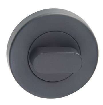 Thumb Turn on Ø52mm Rose. Universal Spindle (Two Part, Concealed Fix.) in Black Teflon