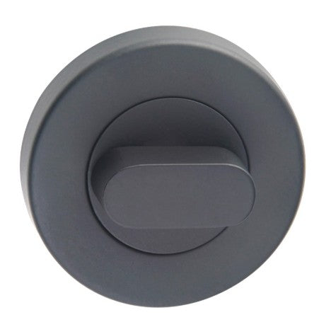 Thumb Turn on Ø52mm Rose. Universal Spindle (Two Part, Concealed Fix.) in Black Teflon