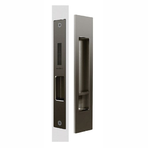 Mardeco Complete Sliding Door Privacy Set 190mm x 45mm, suits 34mm - 50mm thick doors, Backset 35mm in Bronze