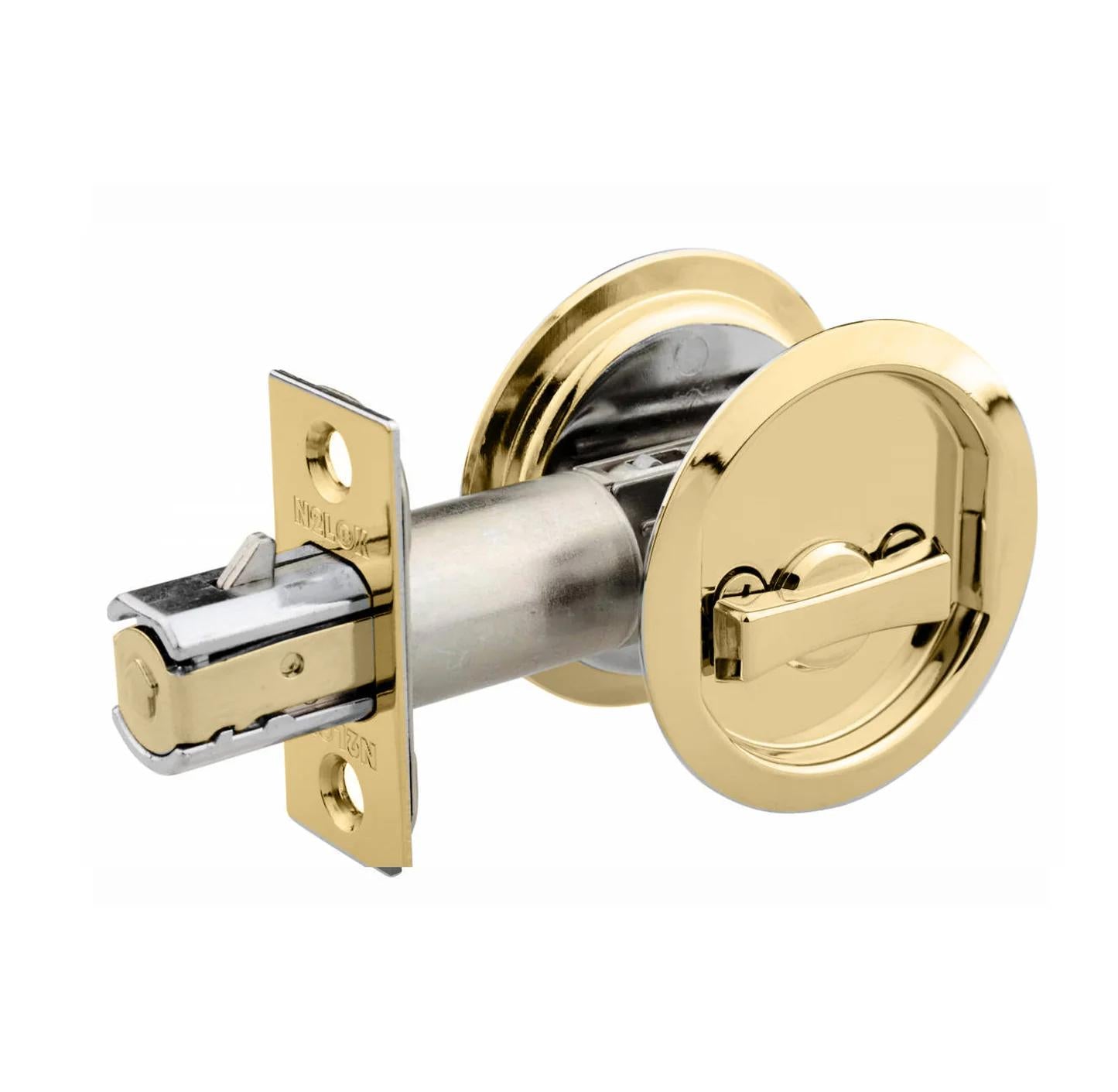 Cavity Door Lock Privacy Rnd. L03 BP in Polished Brass