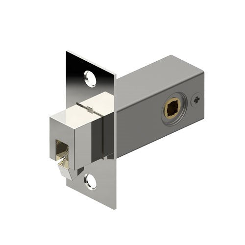 Tubular sliding door latch with locating pin, 36mm backset by Style Finish Doorware, shown installed on a door.