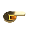 Thumb Turn on Ø52mm Rose. Universal Spindle. 90 Degreee Cam to suit Tubular Privacy Bolt, Concealed Fix. in Satin Brass